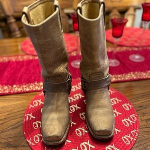 Frye 12R Harness Square Toe Mid Calf Pull On Moto Boots Women’s 8 Shoes